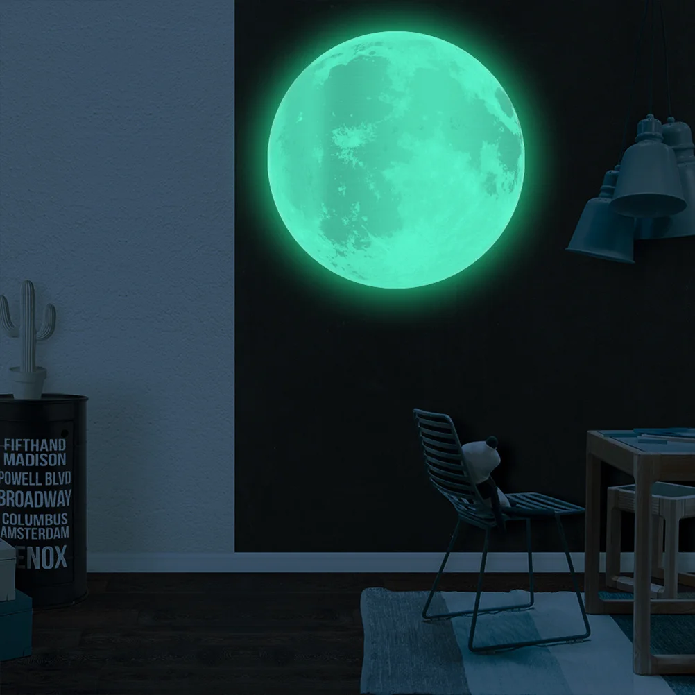 

30Cm Diameter Glow Moon Stickers Luminous Window Decals Easy Peel and Stick Waterproof Reusable Wall Mural for Office Store