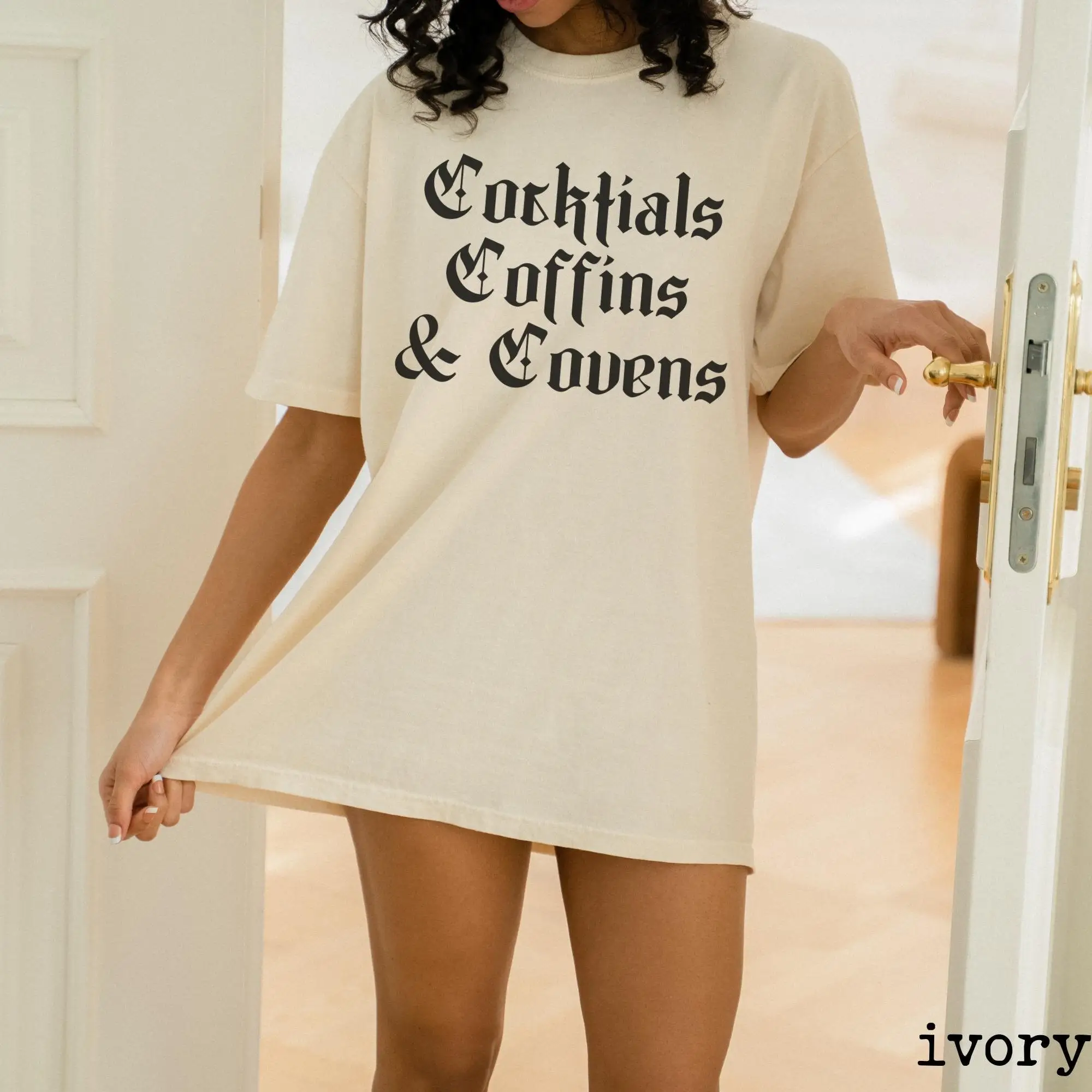 Witchy Cocktails Coffins Covens Comfort Colors T Shirt Halloween Goth Witch Witchcraft Trendy Spooky Season Vibe