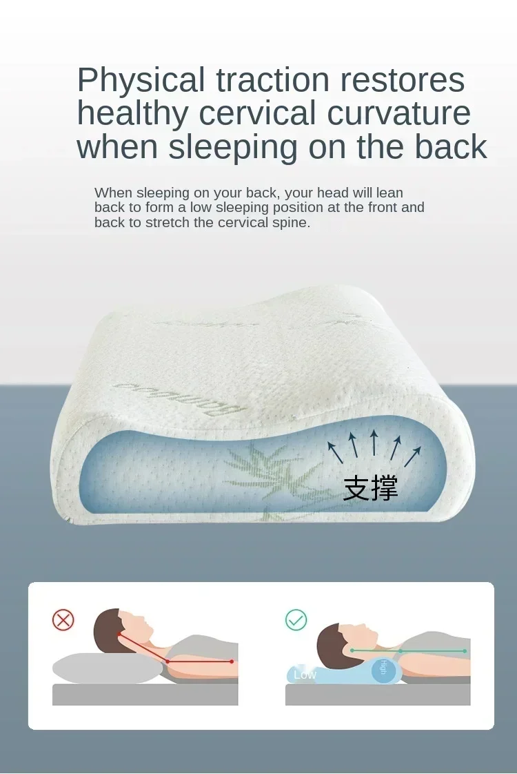 Langes Kissen Memory Foam Bettwäsche Kissen Nackenschutz langsames Rück prall geformtes Mutterschaft kissen zum Schlafen ortho pä dische Kissen – Detail 4