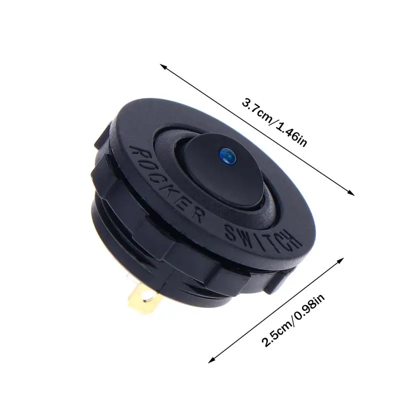 Round LED Switch 16A 12V DC ON/Off SPST 3Pin For Car Truck Dashboard Dash Rocker Boat Marine Off-Road Vehicle Control