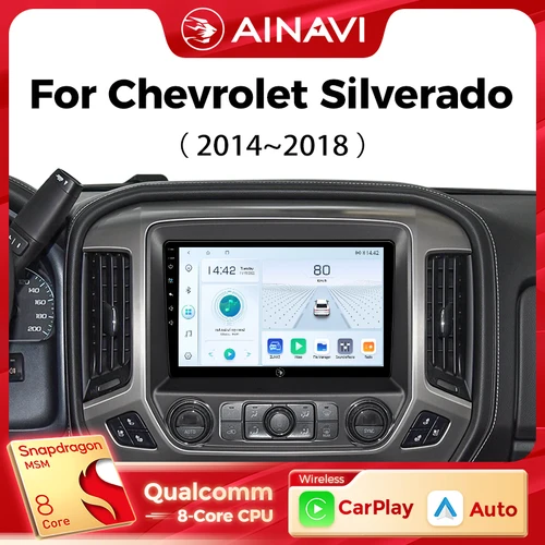 Reproductor Multimedia para coche Ainavi para Chevrolet Silverado 3 GMTK2 2014 2015 2016 2017 2018 Carplay inalámbrico Android Auto 4G Wifi 2din