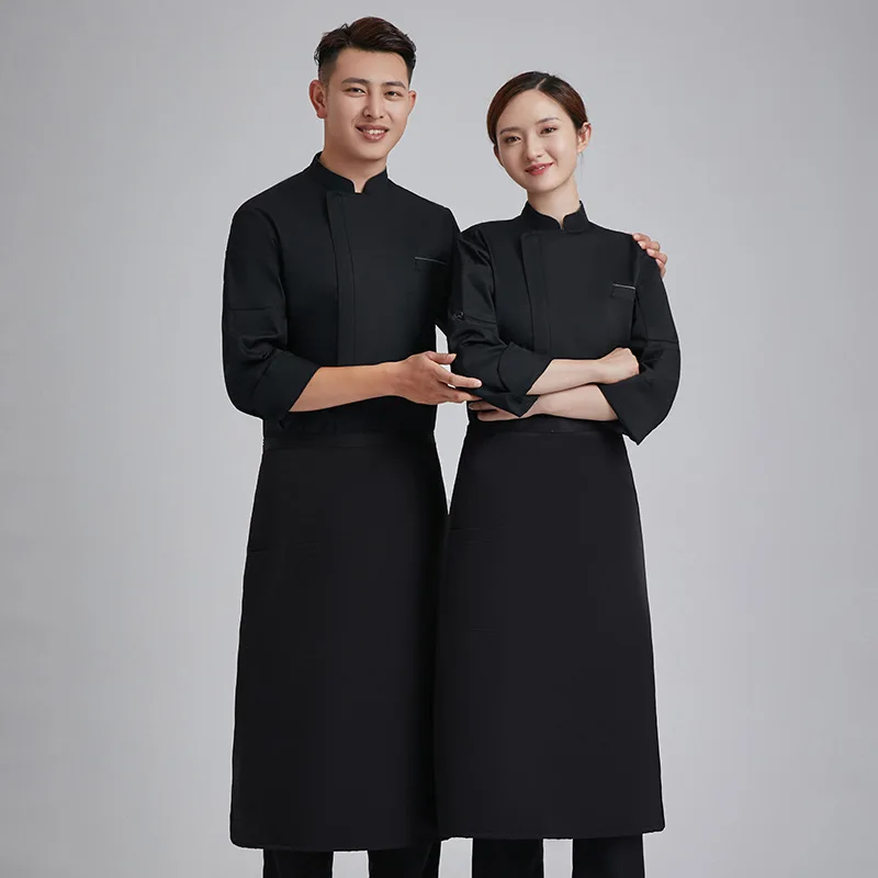 Manteau de serveuse à manches longues réglable, vêtements de chef, chemise, service alimentaire, vêtements de travail, uniforme, veste de chef, C284