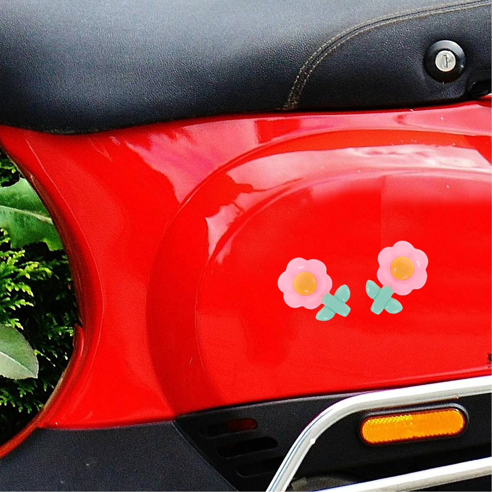 

6 Pcs Electric Car Decoration Flowers Stickers Mini Alloy Motorcycle Small Component Resin Bike