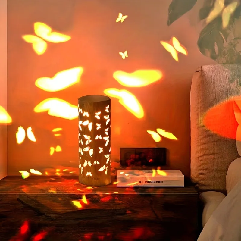 Viral Bamboo Art Butterfly Projection Lamp, Dimmable Ambient Light, Desktop Decor, Bedside Lamp for Bedroom Living Room Decor