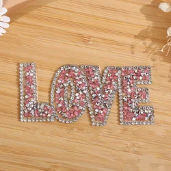 Letter Iron on Patches Rhinestone Applique Thermal Badges DIY For Clothing Jacket Backpack LOVE Sewing Decorative Stickers BX035