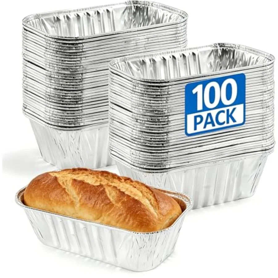 

00 Pack Mini Aluminum Foil Loaf Pans 6" x 3.5" x"Disposable Small Bread Tins Oven Safe for Baking, Meatloaf, Cake, Holiday Trea