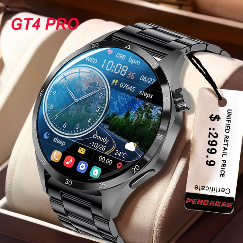 For Huawei GT4 PRO Smart Watch Men Watch 4 Pro AMOLED HD Screen Bluetooth Call GPS NFC Heart rate BloodSugar SmartWatch 2024 New