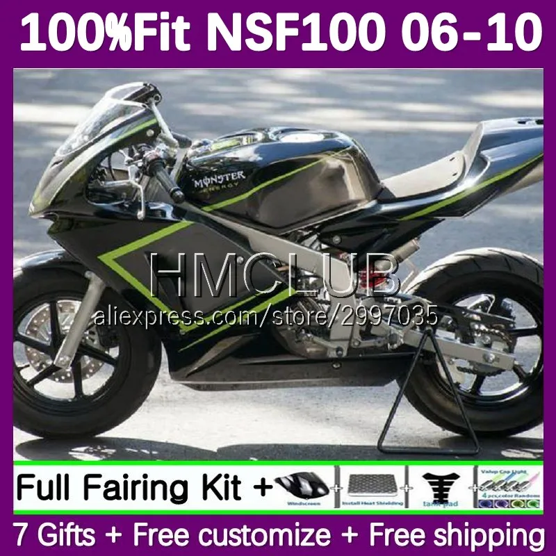 Injection Fairing For HONDA green grey NSF 100 NSF100 06 07 08 09 10 31No.58 NSF-100 2006 2007 2008 2009 2010 Fiberglass Race