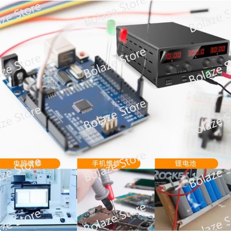 60V Mini Horizontal AC to DC Regulated Power Supply Black LCD Display Industrial Electronic Repair Power Unit