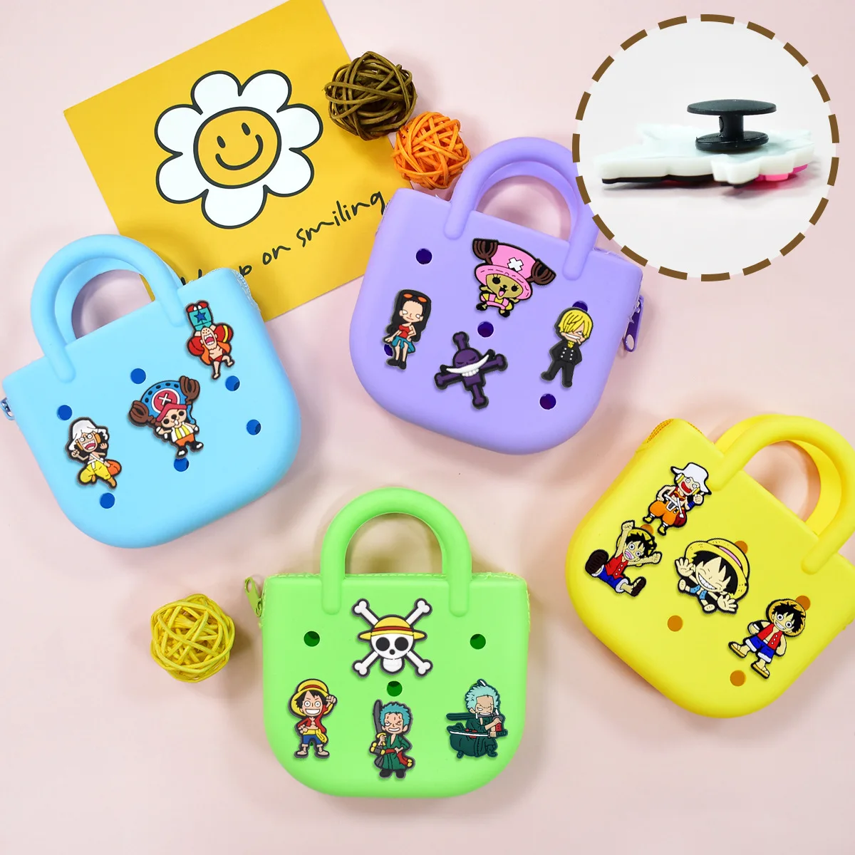 17/35pcs Anime Pirate Shoe Charms Straw Hat Cartoon 2D PVC Detachable Clips for Crocs Clogs Sandals Decoration Accessories Gift