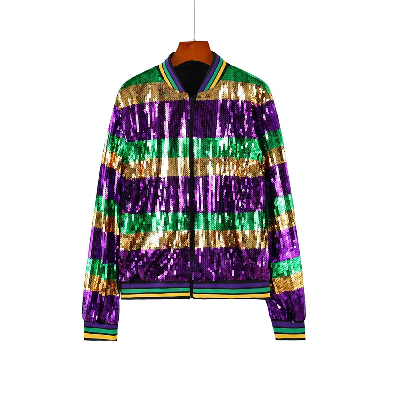 Spring Autumn New Fashion Sequined Women Long Sleeved Coat Simple Round Neck Female Casual Loose Jacket Tops