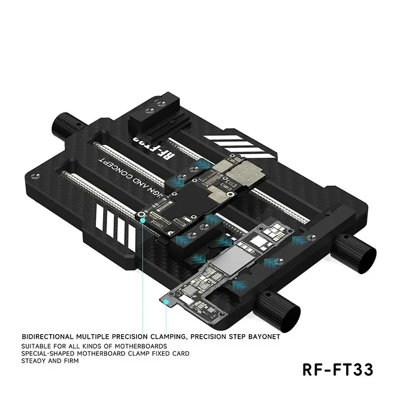 RF-FT33 FT02 FT03 Universal PCB Holder Mainboard Soldering Fixture for Cell Phone Tablet IC Chips Three-Layer Board Slot Clamp