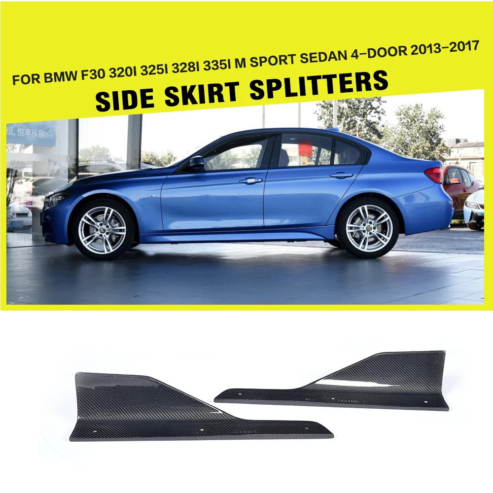 Series 13-17 Carbon Fiber F30 M Sport Side Skirt Splitters for BMW 320i 325i 328i 335i Sedan 4-Door NEW 3