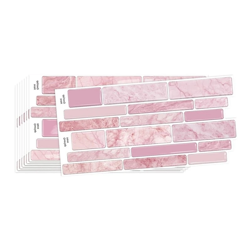 A25I-9.69X4.72Inchx10pcs Marble Subway 3D Self Adhesive Wall Tile Sticker Peel And Stick Adhesive Waterproof Backsplash