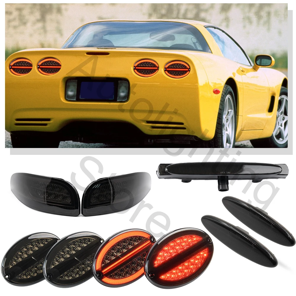 LED upgrade Kit For USA Chevy Chevrolet Corvette C5 1997-2004 front＆rear side marker light Tail Brake Light parking Lamp license