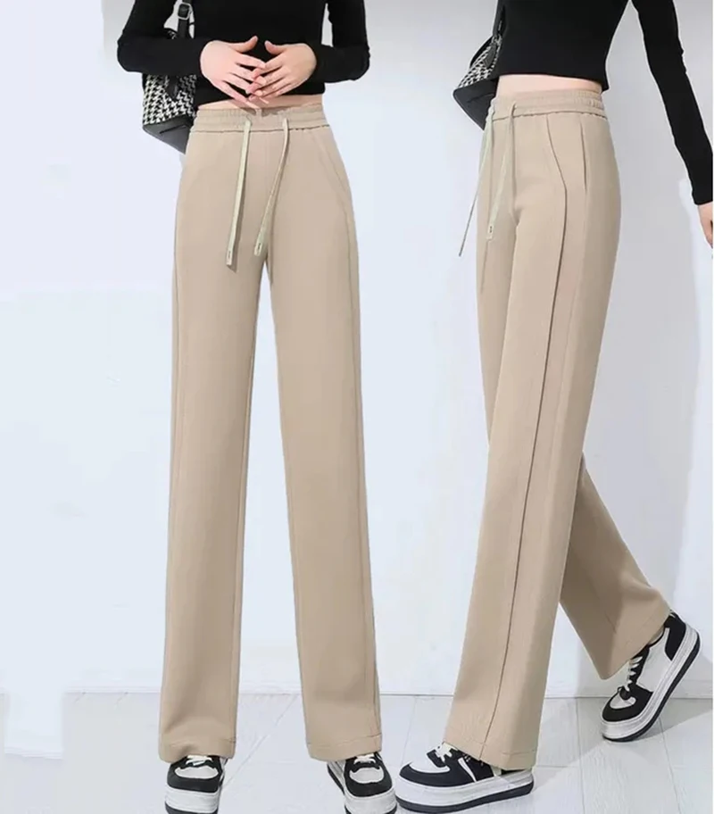 

2023 Autumn New Flare Pants For Womens Wearing High Waist Slim Elastic Pants Korean Design Feel Casual Bell-bottoms Pants