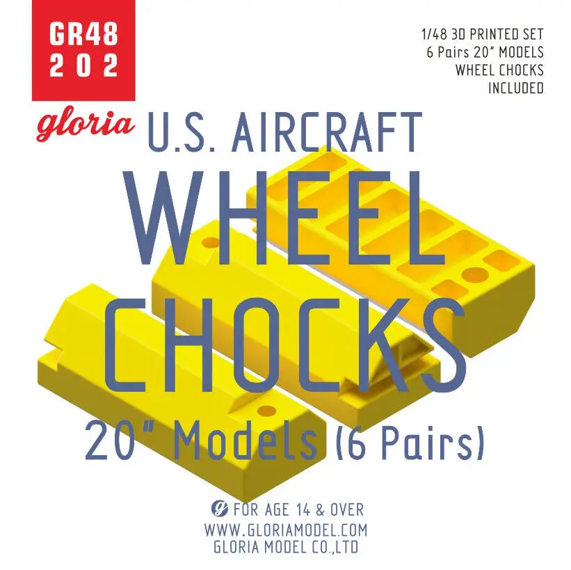 

ET MODEL 1/48 GR48202 U.S. Aircrafts Wheel Chocks 20" Models(6 Pairs) UNIVERSAL