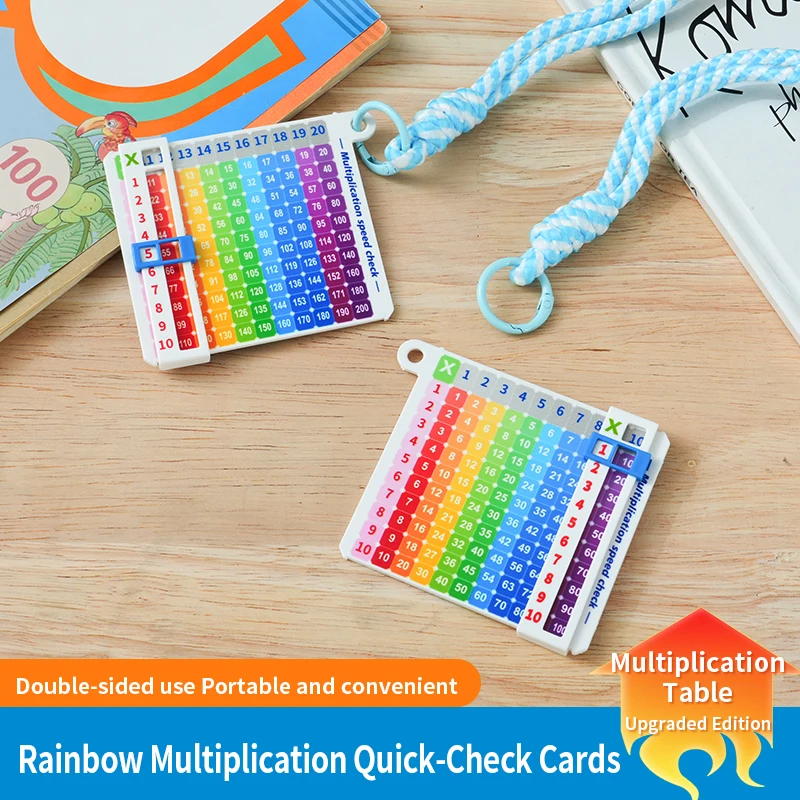 Tarjeta de búsqueda rápida de multiplicaciones, Tabla de multiplicar educativa, Portátil, con diseño de dibujos animados, divertida, Llavero de multiplicación de búsqueda rápida