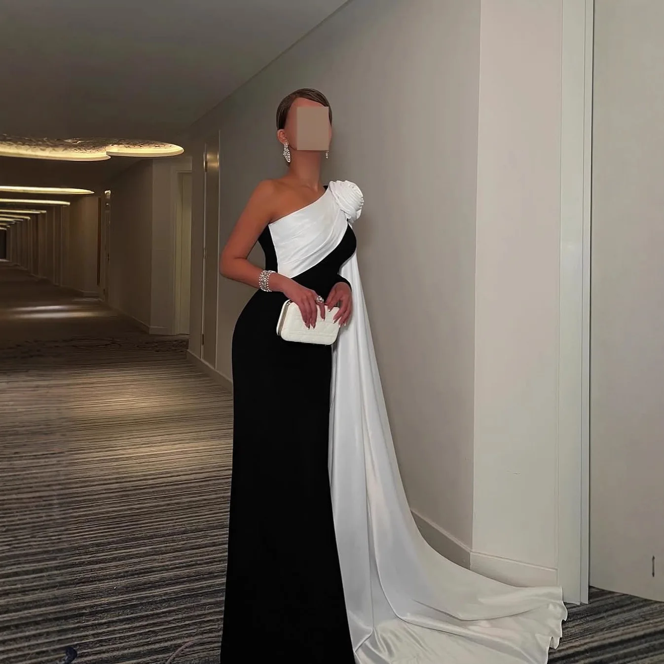 French Off Shoulder Sexy Elegant Evening Gown 2026 Women Spring Autumn White Floral Maxi Shawl Black Bodycon Slim Fit Long Dress