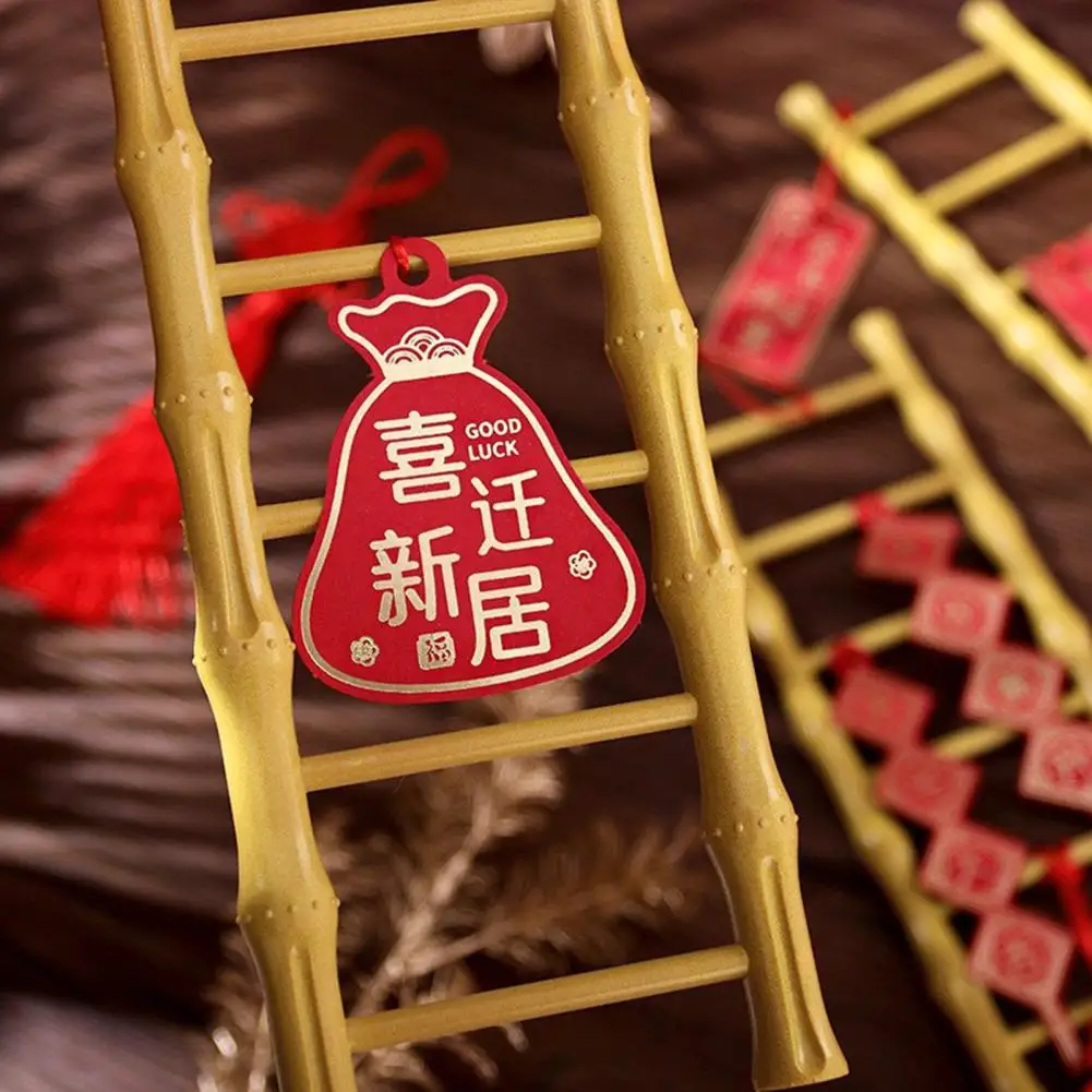 

Festive Ladder Decoration Chinese Style Step Ladder Sculpture Vintage Home Decor Collectible Figure Craft for Housewarming