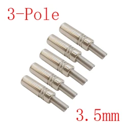 5Pcs 3.5mm Female Jack 3 Pole Audio Headphone Solder Wire Metal Socket Stereo Connector for Audio & Video, Earphone DIY