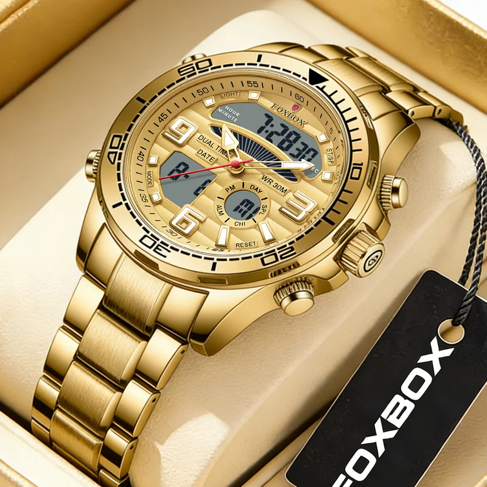 New FOXBOX Fashion Military Watches for Men Luxury Original Sports Chronograph Watch ​Waterproof Quartz WristWatch Clock Gift
