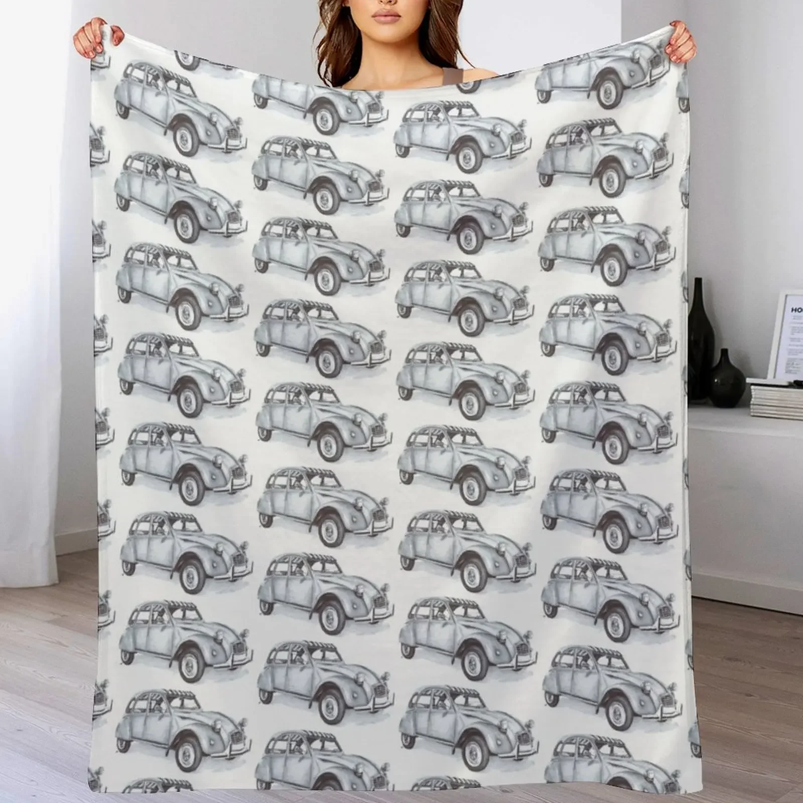 Citroen 2CV Car Biro Drawing Throw Blanket Luxury Thicken Single Blankets