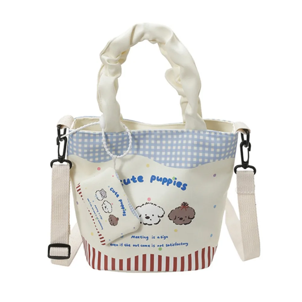New Cartoon Crossbody Bag Canvas Material Large Capacity Shoulder Bag with Small Bag Korean Edition Style Handbag Casual Travel