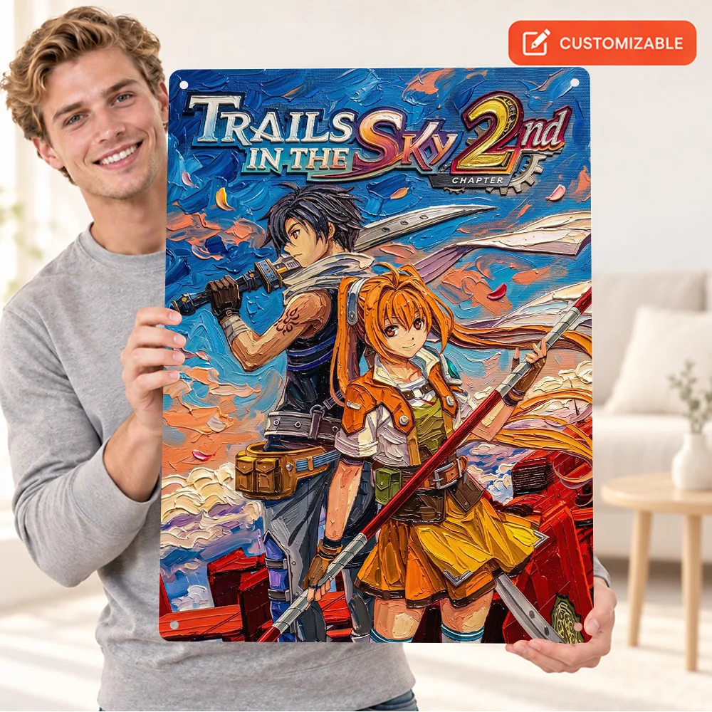 Trails In The Sky 2nd Chapter Textured Metal Poster Customized Aluminum Sign Atmospheric Digital Painting Wall Art For Game Room