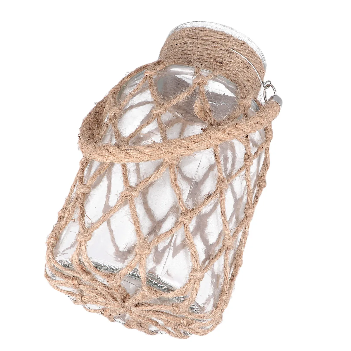 Hemp Rope Wrapped Glass Terrarium Vase for Flowers Hydroponics Planter Home Decor Living Room Office Gift Artistic Green Plant