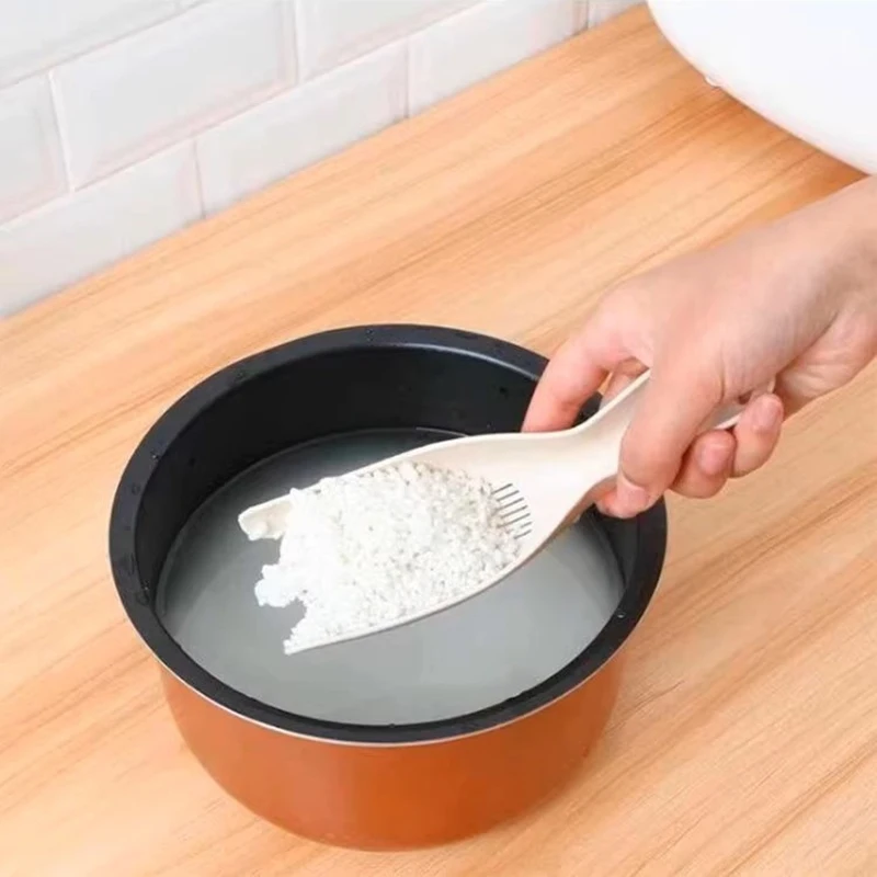 1Pcs Rice Sieve Spoon Kitchen Drain Colander With Handles Rice Bowl Strainer White Rice Washing Tools Sink Drain Household Tools