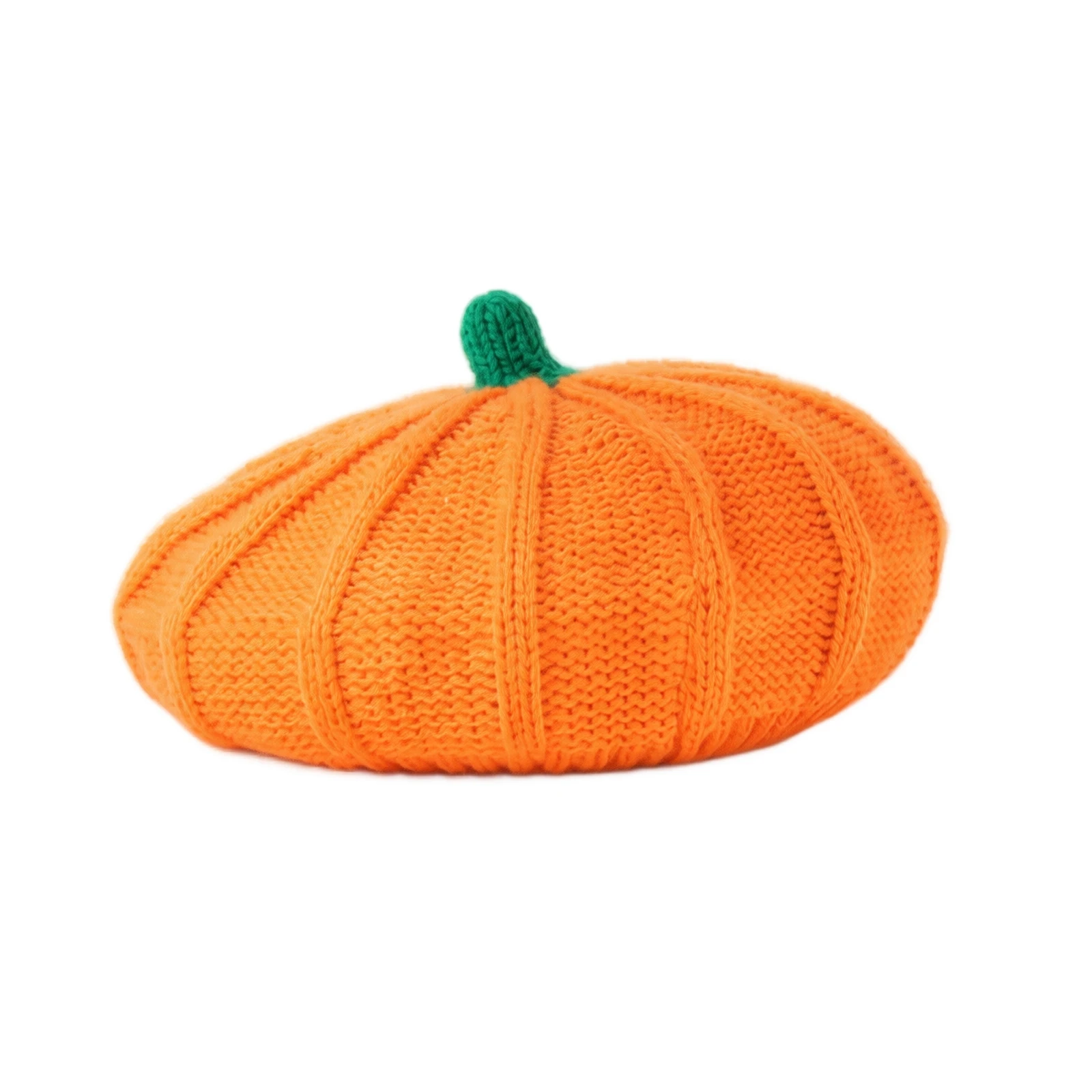 Kids Halloween Pumpkin Orange Knit Beret, Cute Pumpkin Shape Knitted Hat, Warm Winter Hat for Boys and Girls, Party Hats