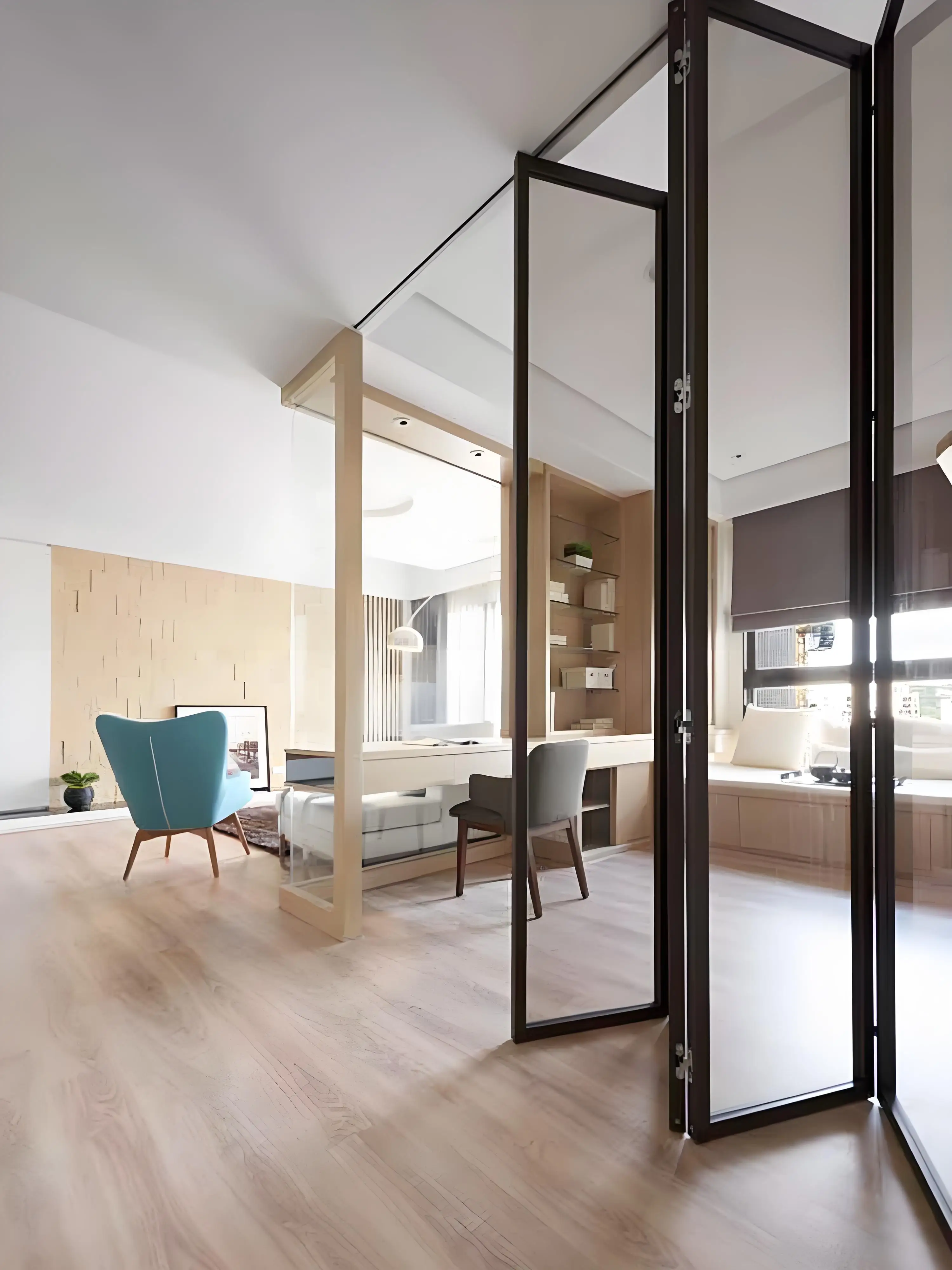 Sixinalu Folding Accordion Door Exterior Interior Sliding Front Entry Doors Room Aluminum Double Glaszed Custom Home Decoration