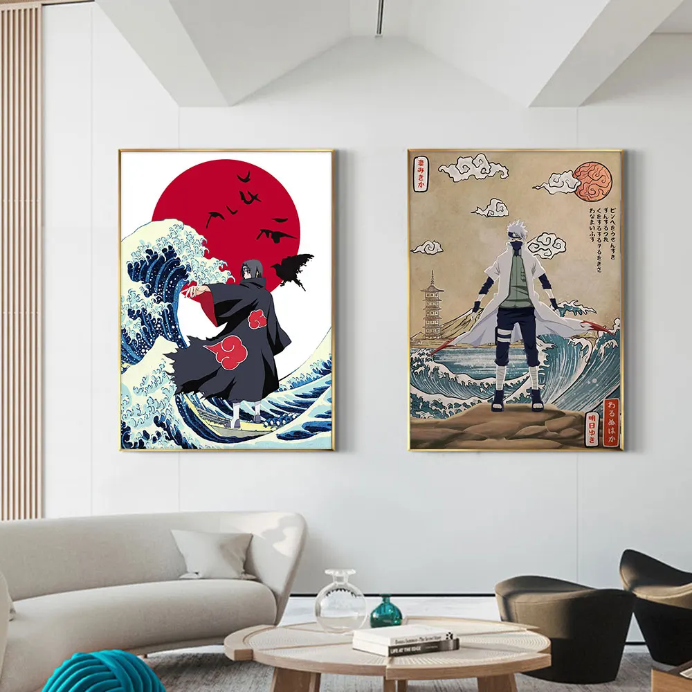 

Anime Peripheral Vintage Posters Canvas Painting Wall Art Sasuke Uzumaki Naruto Fight Picture Mural Prints for Boy Room Decor