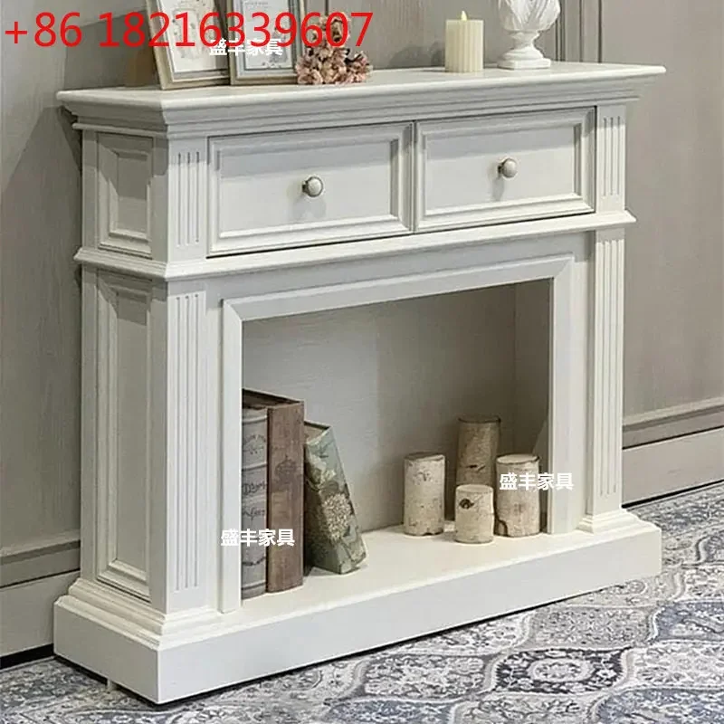 TAO  French simple white solid wood fireplace cabinet new entrance fireplace living room decoration storage