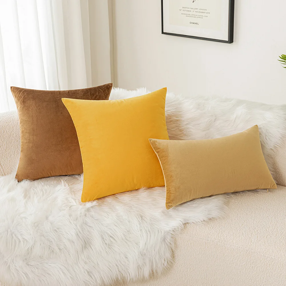 Velvet Pillowcase, Sofa Cushion Cover, Solid Color Home Fabric Art Living Room 30x50 40x40 45x45 50x50 60x60cm 34colors