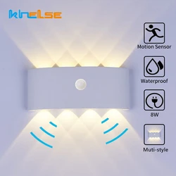 PIR Motion Sensor LED Wall Lamp Indoor Outdoor Waterproof Aluminum Garden Porch Light Corridor Entrance Living Room Sconce Light