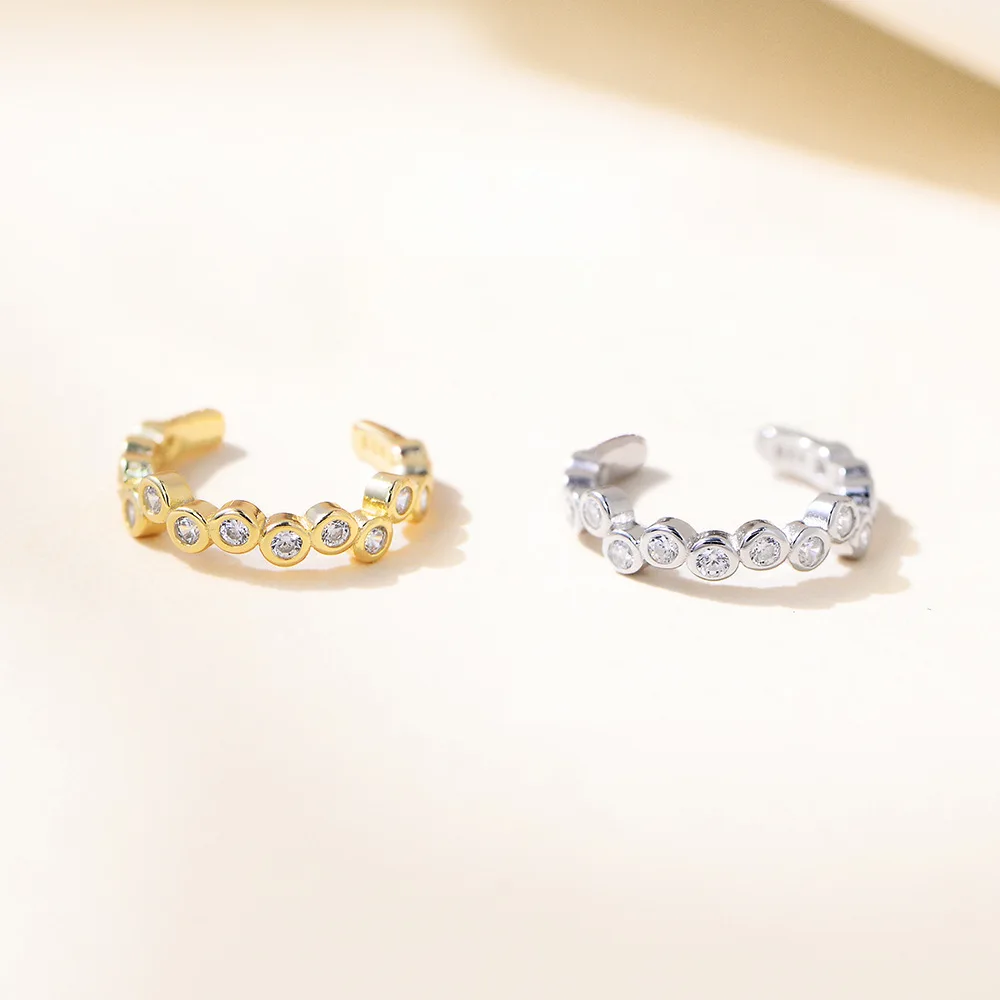 

Европейские и американские легкие роскошные серебряные наушники S925 — геометрический дизайн инкрустации бриллиантами, минималистичный стиль, клипсы без пирсинга