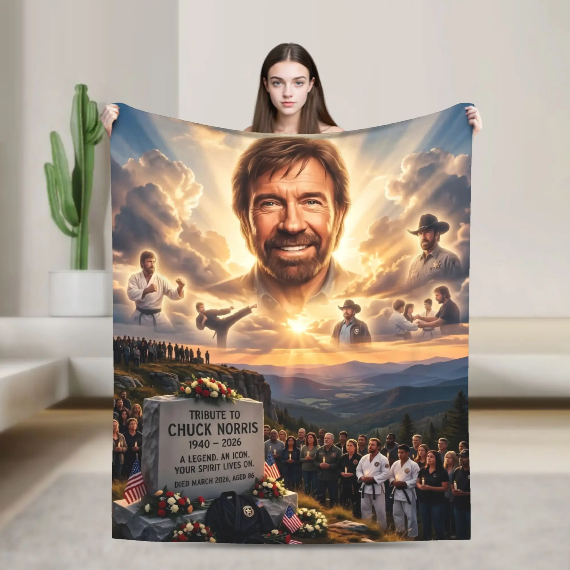 Chuck Norris  Warm Soft Blanket  Travel Office Plush Throw Blanket Novelty Couch Bed Flannel Bedspread Sofa Bed Cover