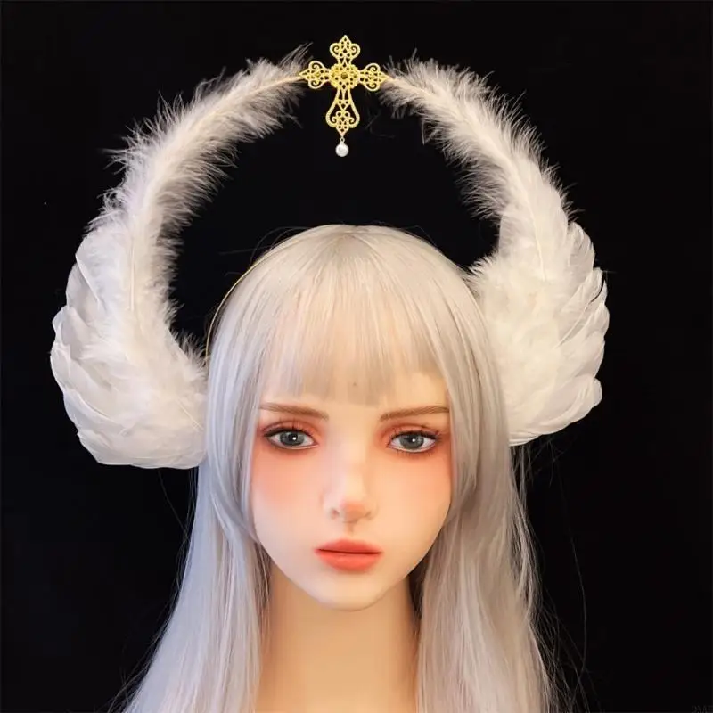 DXAE FEATH PARTE PENENTE DUPLA CAMADA TIARAS HABELHOOP PARA MULHERES MENINAS PARA ACESSORES COSPLAY FESTO