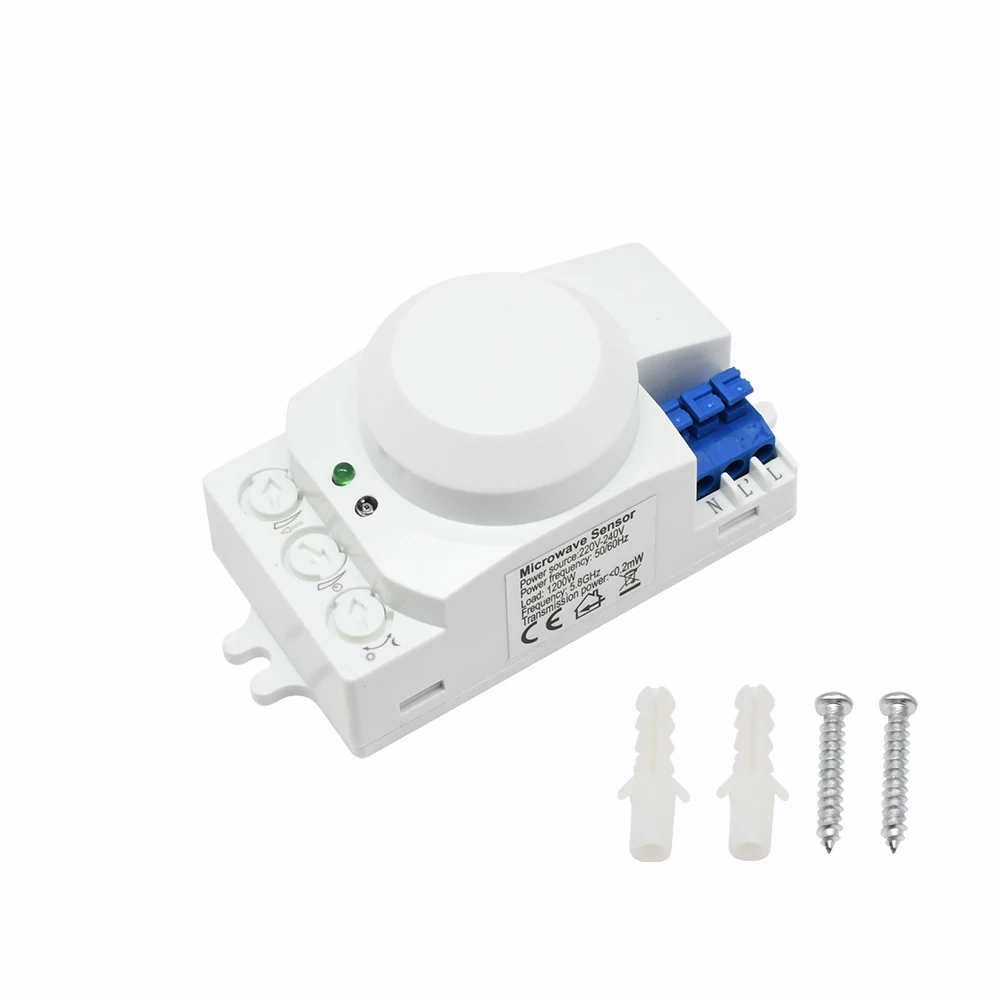 AC220-240V 5.8GHz Microwave Radar Sensor Switch Multi-Adjustment Body Motion Detector High Sensitivity LED Light Sensor Switch