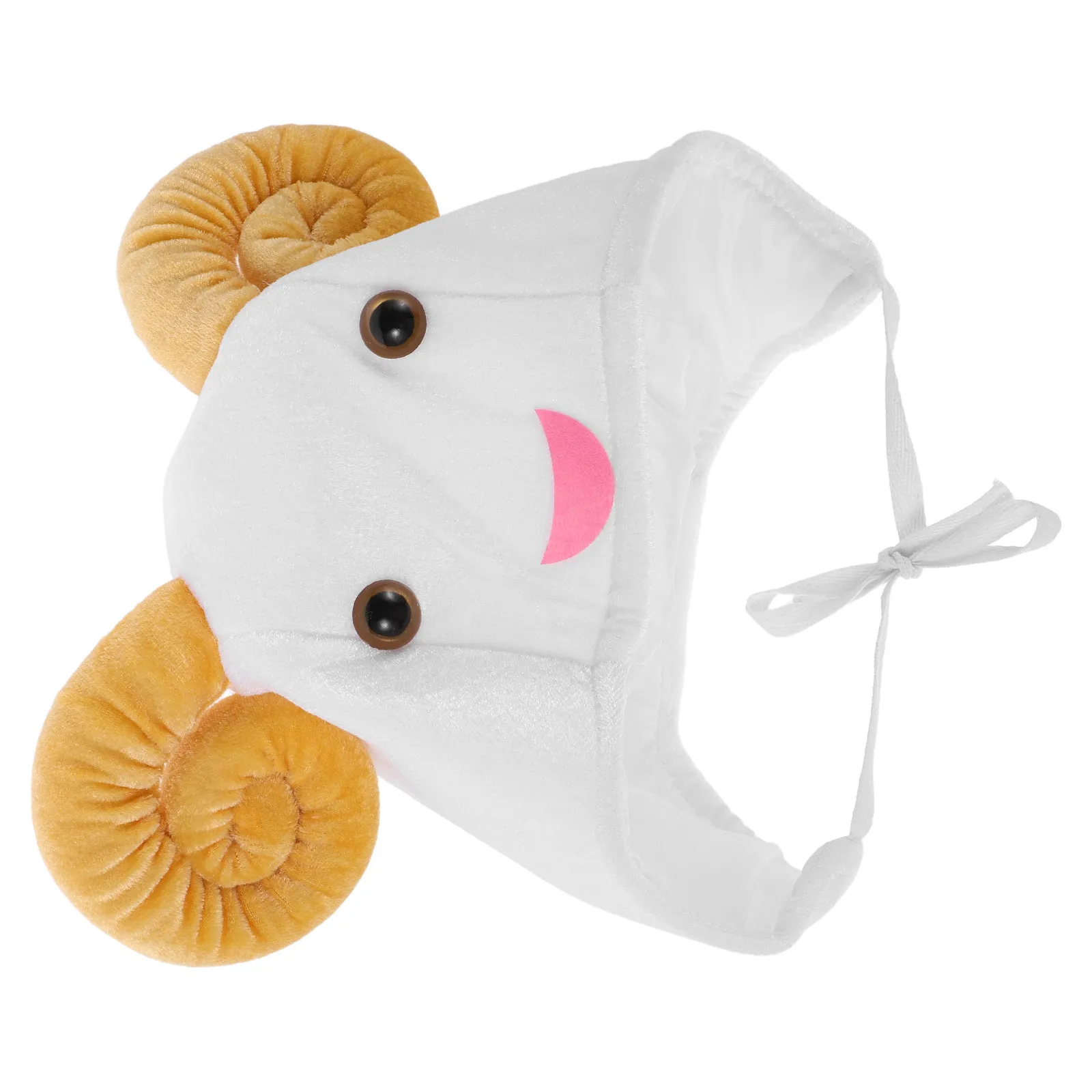 Lamb Hat for Adults Soft Fleece Warm Beanie with RAM Horns and Lamb Earflaps Ideal for Photo Booth Props Farm Animal Costume