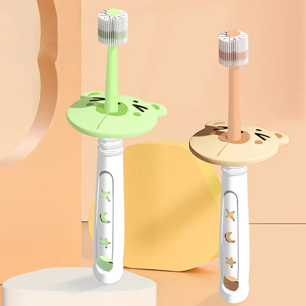

Cleaning Nano Bristle Short Handle Kids Teeth Care Baby Training Teeth Brushes Oral Care Brush 360 Degree Silicone Toothbrush