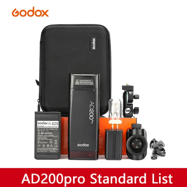 Godox AD200Pro Outdoor Flash Light 200Ws TTL 2.4G 1/8000 HSS 0.01-1.8s flash with Recycling 2900mAh Battery xPro X1T