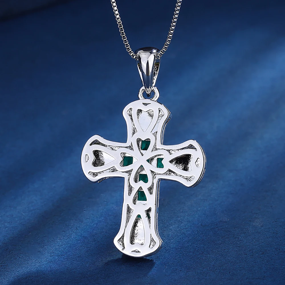 2023 فاخر الزمرد روبي الياقوت الصليب قلادة القلائد للنساء الأحجار الكريمة مختبر الماس كوكتيل حفلة غرامة مجوهرات سيدة هدية