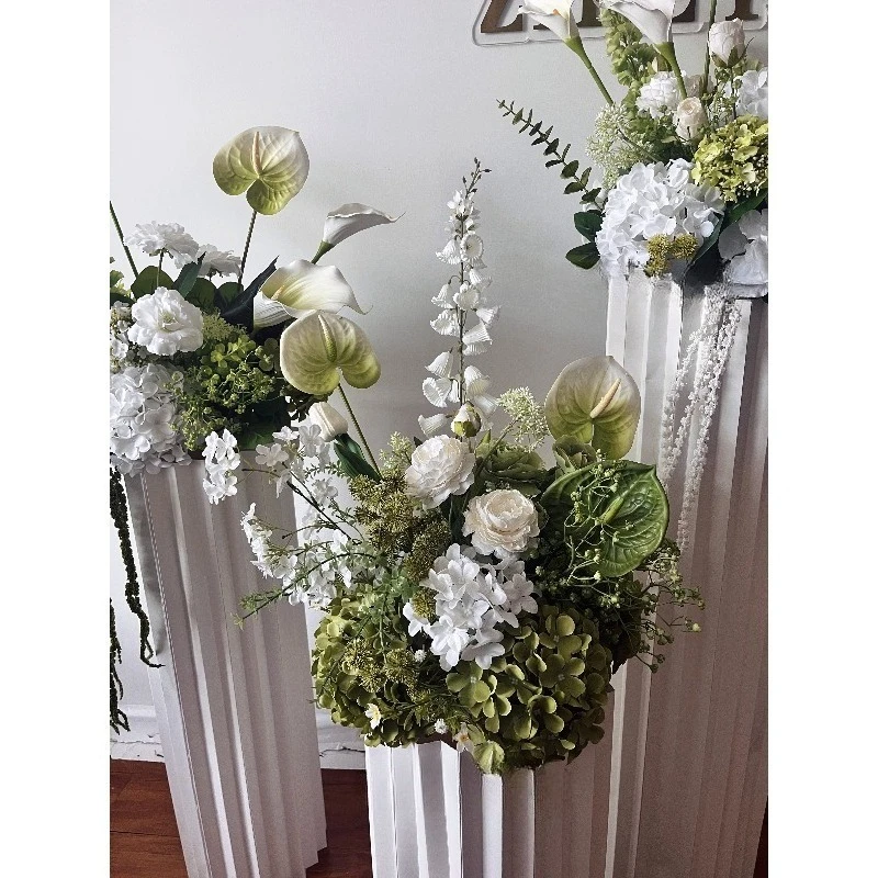 Sage Green Hydrangea Farmhouse Silk Floral Arrangement Luxury Country Kitchen Centerpiece White Eucalyptus Original Design