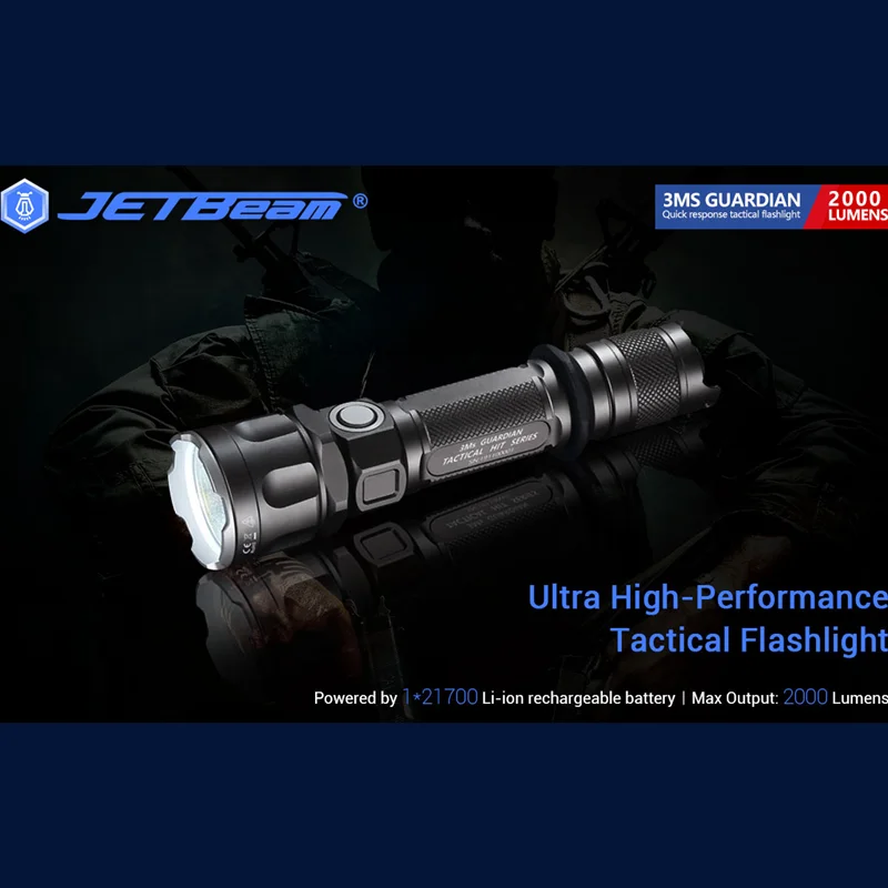 JETBeam 3MS Flashlight 2000Lumens USB Rechargeable Super Bright Uses LUMINUS SST-70 LED High-Power Torch Light