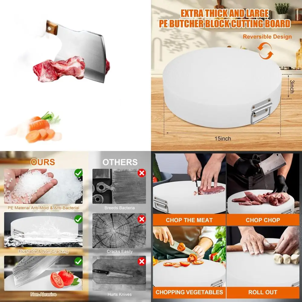 

Double-Sided Non-Slip Heavy-Duty Plastic Butcher Board, 15x15x3, Ideal for Chopping and Raw Meat Preparation