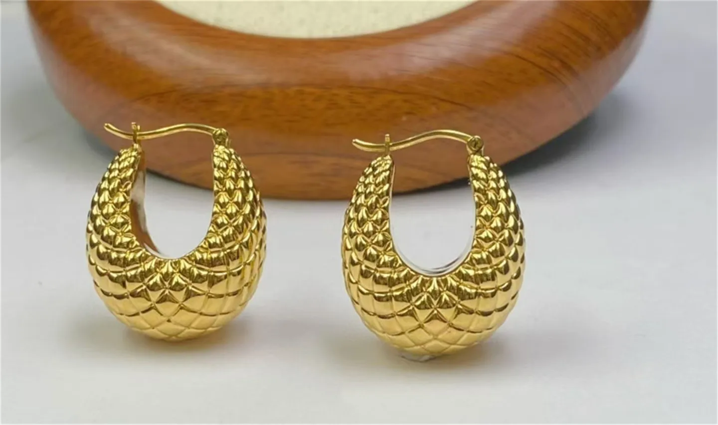 14K Gold Solid European-style Pinecone Spherical Earrings, Bamboo Joint Hoop Earrings, Unique Ear Clasps, High-end Custom Jewelr
