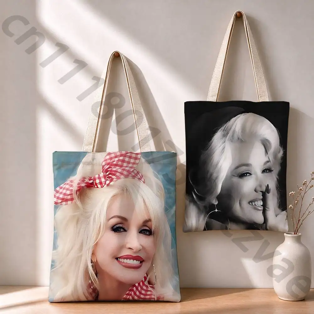D-Dolly parton Reusable Fashionable Backpack Multifunctional Handbag Canvas Shopping Bag